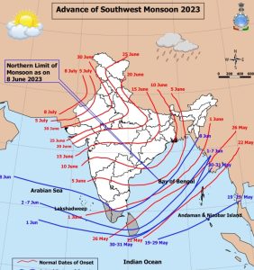 मानसून की स्थिति बताता मैप 